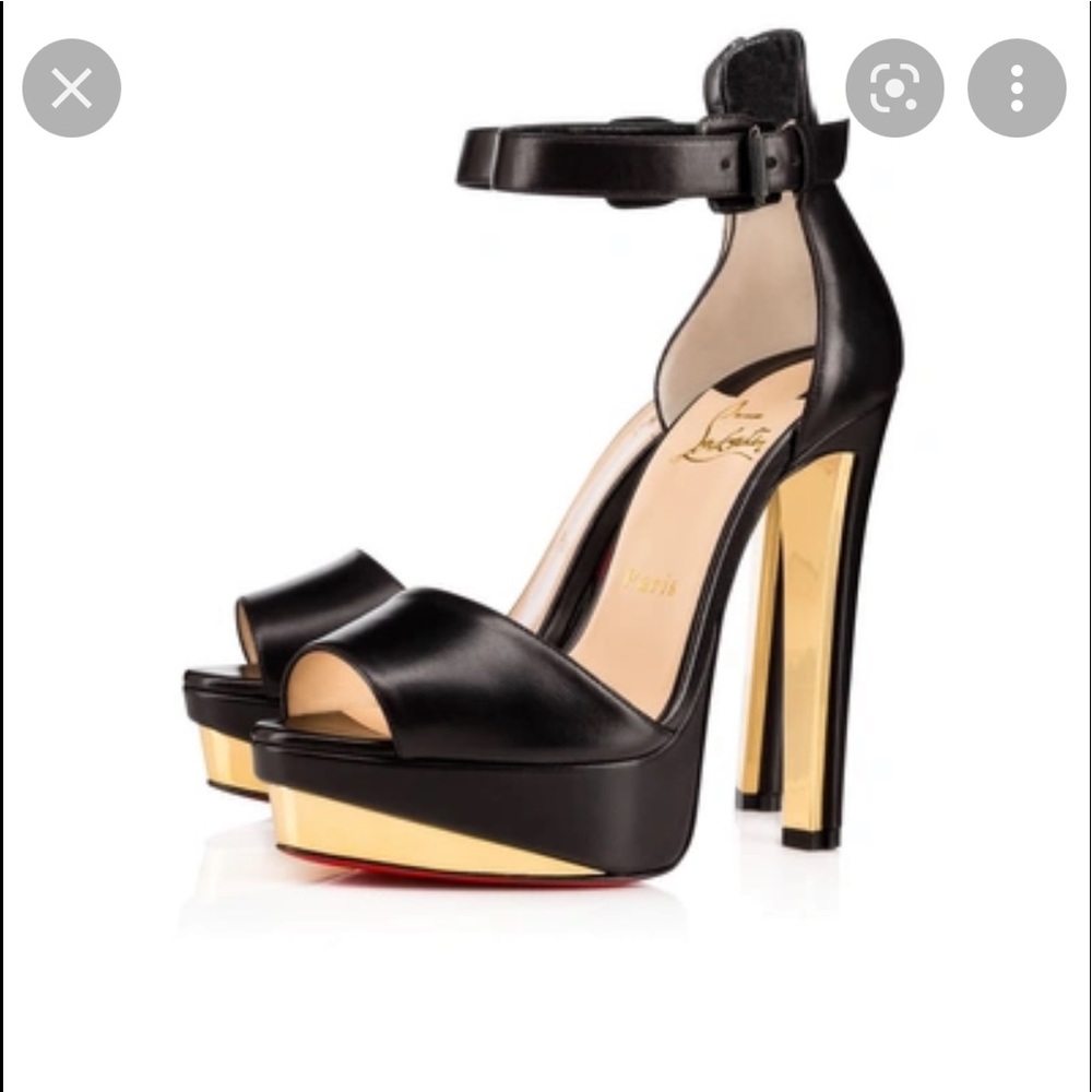 Tuctopen Nappa Shiny 140 black/gold Lambskin - Women Shoes - Christian Louboutin